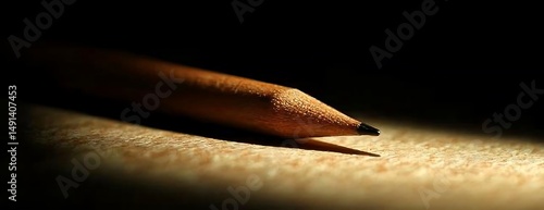 Pencil on paper, dark background, writing