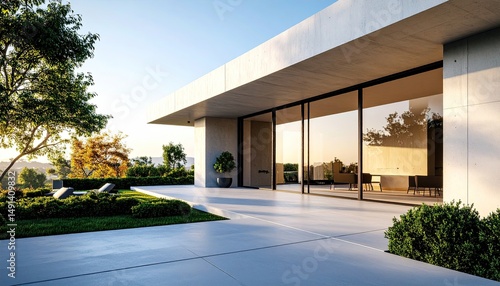 Modern architecture villa Exquisite exterior design with garden.