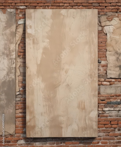 Weathered paper posters, glued, outdoor wall texture, collage, frame