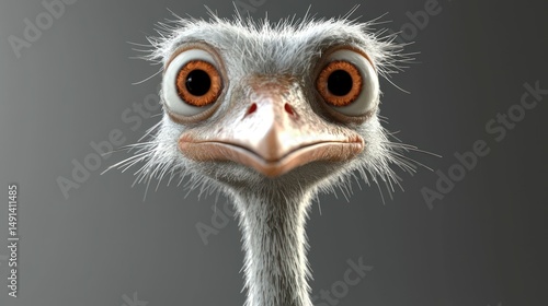 Curious ostrich head, expressive eyes
