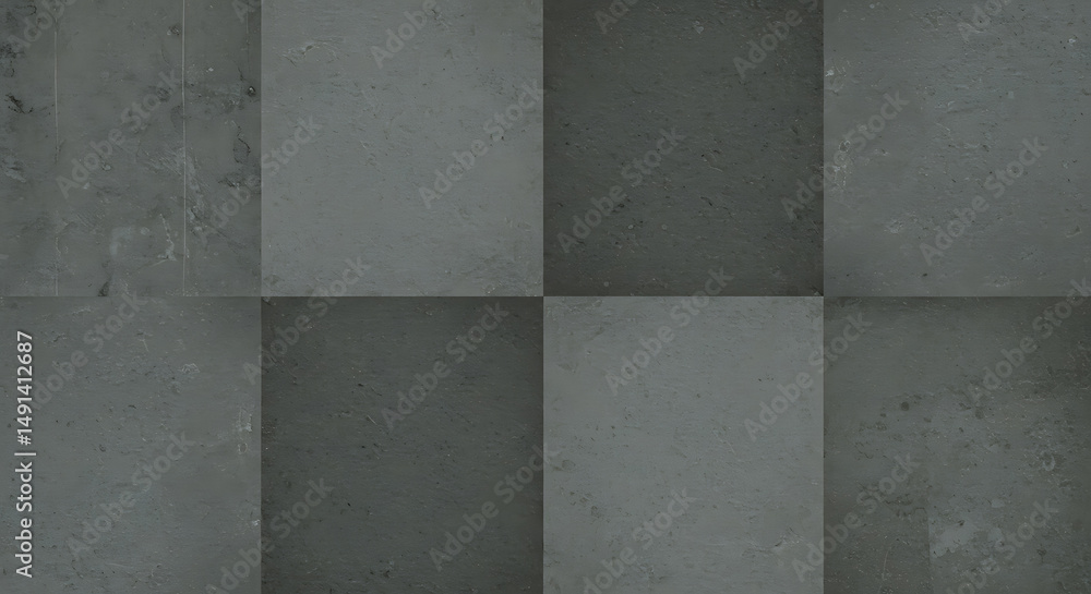 Fototapeta premium Textured Gray Tile Seamless Checkerboard Pattern Background