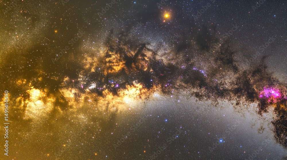 Naklejka premium Cosmic Nebula Starfield Galaxy Space Background