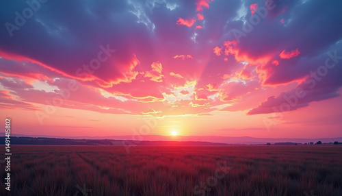 Clouds Against Vibrant Sunset Over Horizon