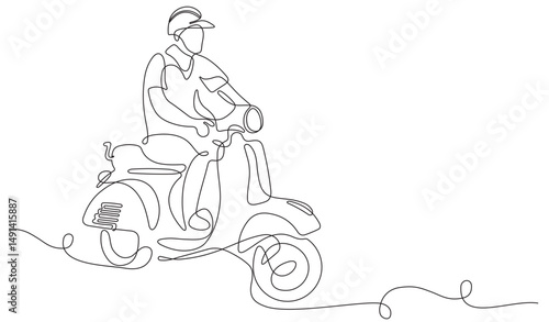 Scooter delivery icon. Outline scooter delivery vector icon for web design isolated on white background