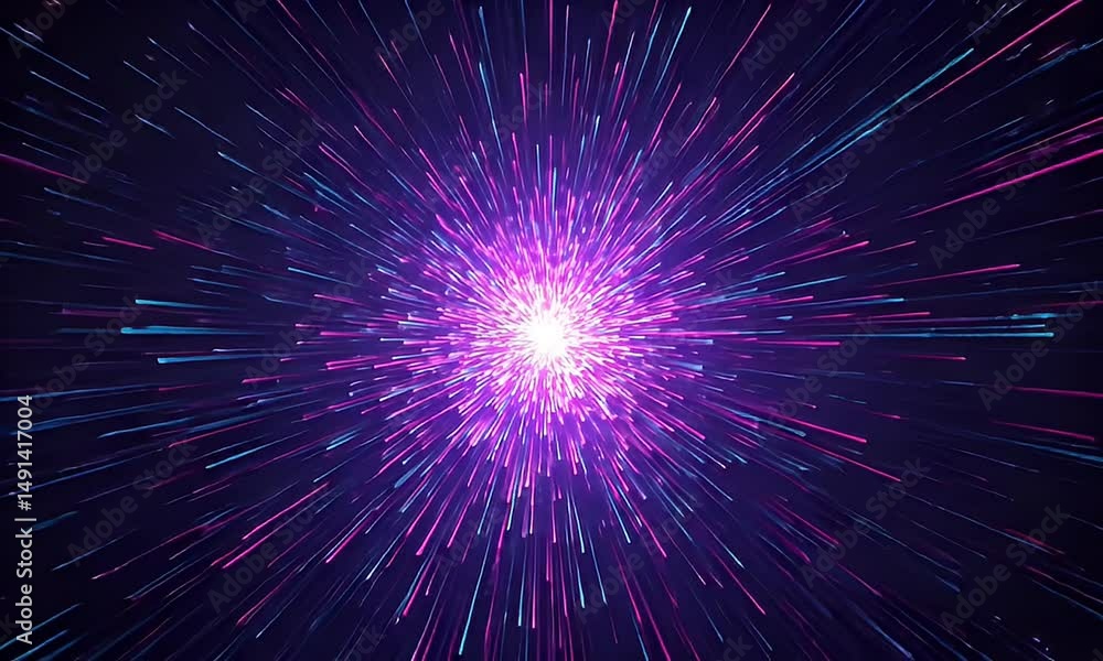 Abstract Purple And Blue Light Burst With Dynamic Particle Trails Against A Dark Background Abstract Purple And Blue Light Burst With Dynamic Particle Trails Against A Dark Background