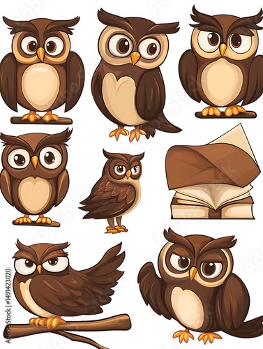 Wallpaper Mural フクロウの仲間たち：優しい水彩画風イラスト Torontodigital.ca