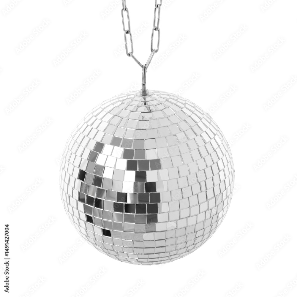 Fototapeta premium One shiny disco ball isolated on white