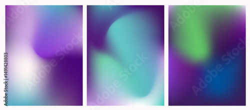 Vector illustration with smooth purple, blue, and green gradients creates a dreamy, soft-focus look. Made in the popular gradient mesh style, blending fluid minimalism and modern digital art trends.