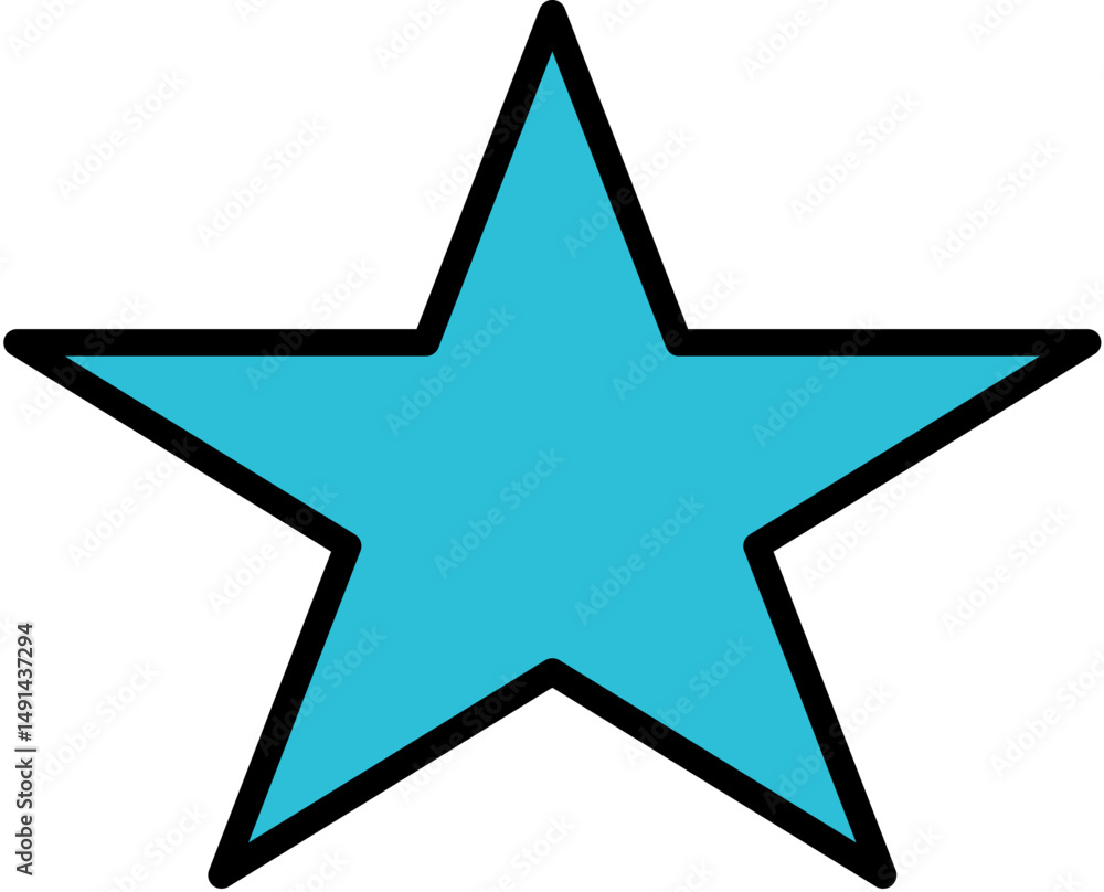 Fototapeta premium Teal Five-Pointed Star Icon, Simple Graphic Element