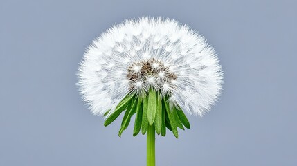 Tableau sur aluminium  Close-up of a fluffy white dandelion head against a plain background.  © Jennifer