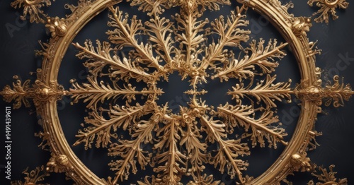 Ornate snowflake frame, sophisticated Christmas card template , stylish, geometric