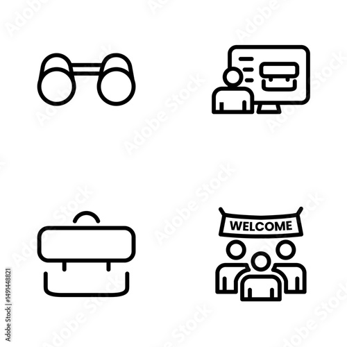 Hiring Process Line Icons. Recruitment, Job Application, Interview, Candidate Selection Vector Set