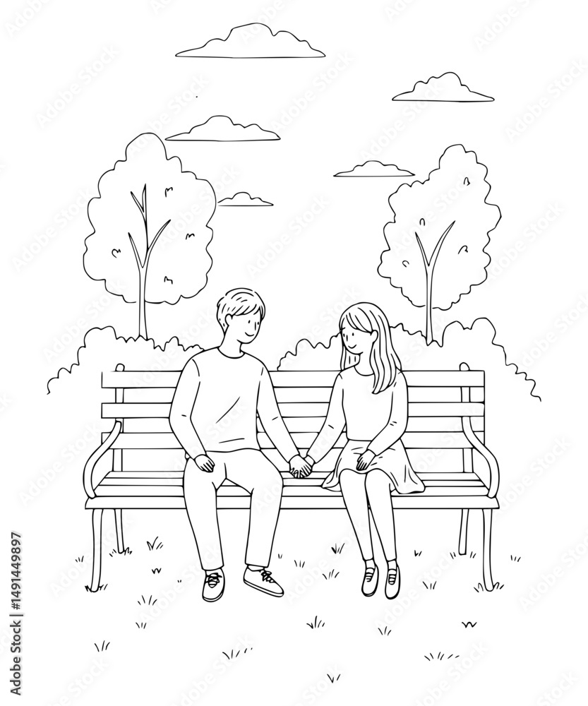 Lovers sitting on a park bench on Valentine's Day. A couple in central park, new york. Lovers sitting on a park bench on Valentine's Day. A couple in central park, new york.