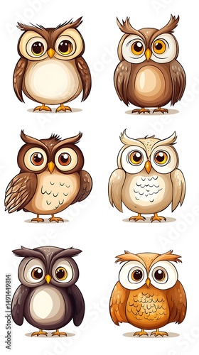 Wallpaper Mural 水彩フクロウの仲間たち Torontodigital.ca