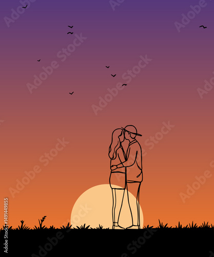 A couple hugs and watching the sunset. 