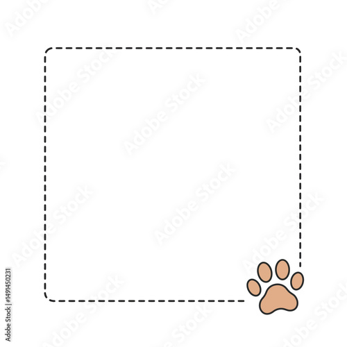 Blank minimalist frame border with cute pet paw design  