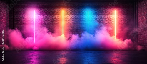 Wallpaper Mural Neon Lights Foggy Room Torontodigital.ca