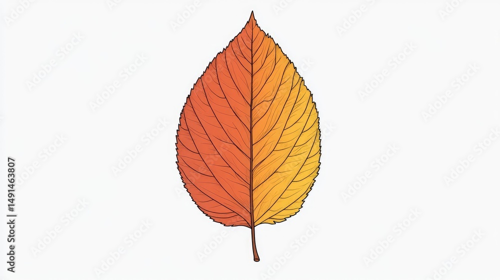 Fototapeta premium Autumnal leaf design with vibrant color gradients.