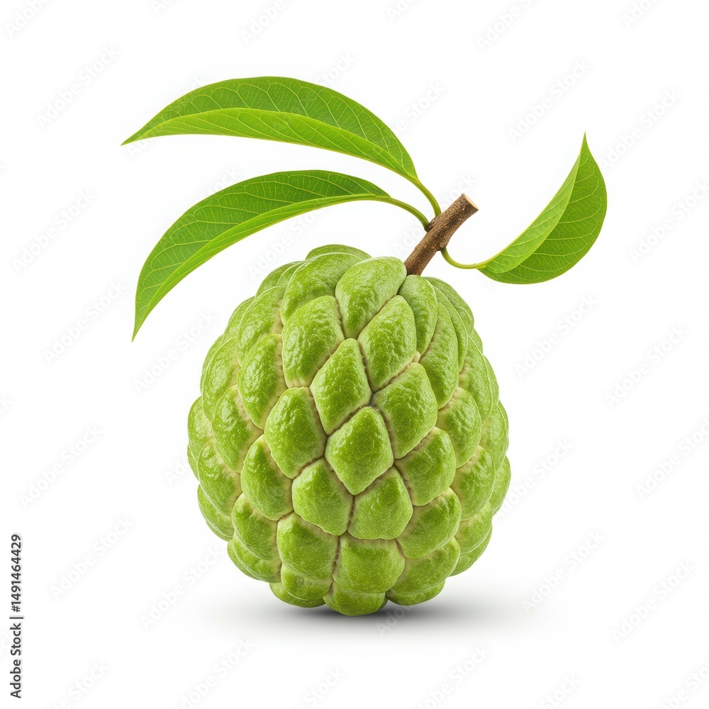 Fototapeta premium Fresh Cherimoya Fruit with Leaves