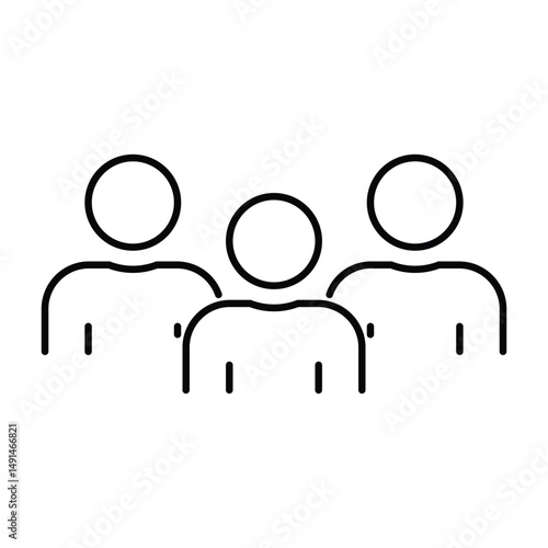 Simple icon depicting three people, symbolizing teamwork and unity.