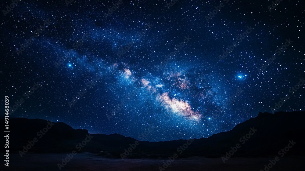 Fototapeta premium Magnificent starry night sky with milky way over the mountain range