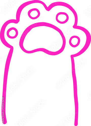 Cute Cat Paw Outine Doodle