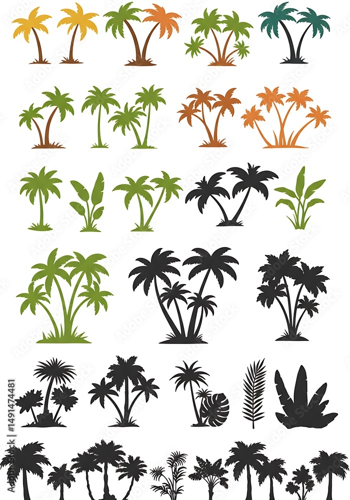 Obraz premium Tropical Silhouette Collection AI Generated