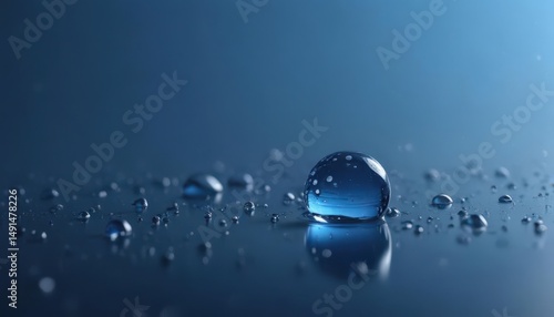 Wallpaper Mural Crystal clear droplets on vivid blue, serene and refreshing scene,  calm,  close up Torontodigital.ca