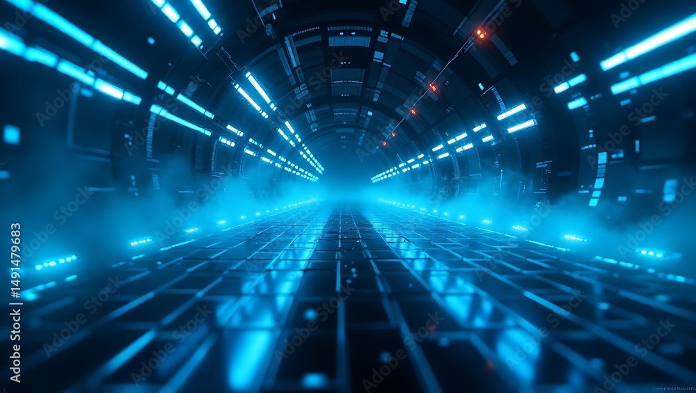 custom made wallpaper toronto digitalHigh quality Professional Futuristic scifi tunnel neon lights glowing corridor stock