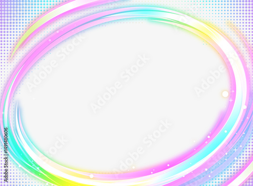 カラフルな虹色の曲線のポップなフレーム背景