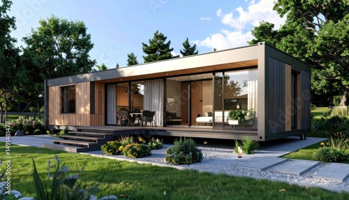 Modern Container Home Sustainable Living in a Green Oasis.