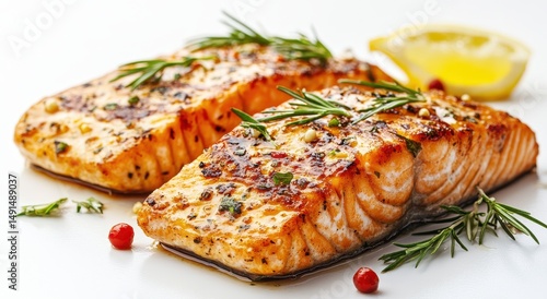 Wallpaper Mural Two perfectly grilled salmon fillets, seasoned with herbs and a touch of lemon. A delicious and healthy meal. Torontodigital.ca