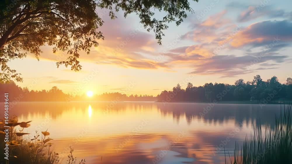 Sunrise over tranquil lake Sunrise over tranquil lake