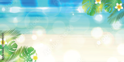 青　波　夏　風景　背景