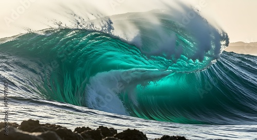 Ocean's Emerald Embrace AI Generated