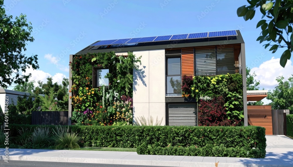 Obraz premium EcoChic Home Solar Panels Vertical Garden Paradise.