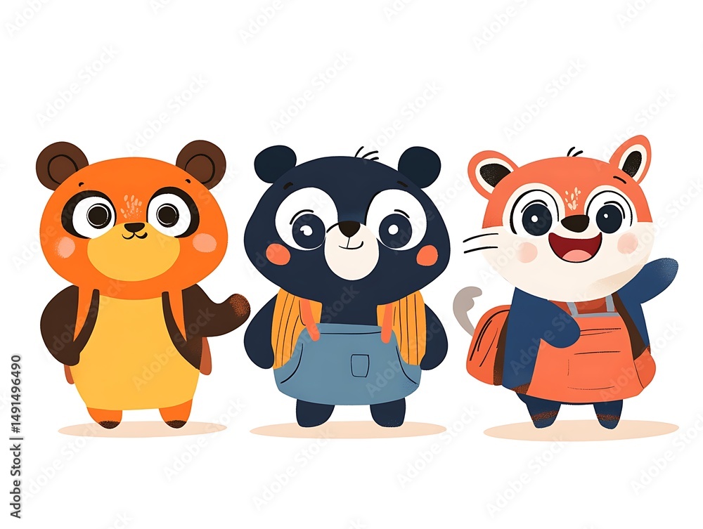 Fototapeta premium ワクワク学校へ出発！