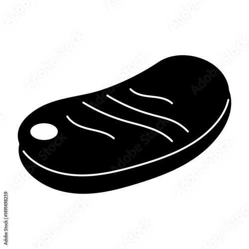 Beef Fill Icon. Black and White Beef Steak Symbol