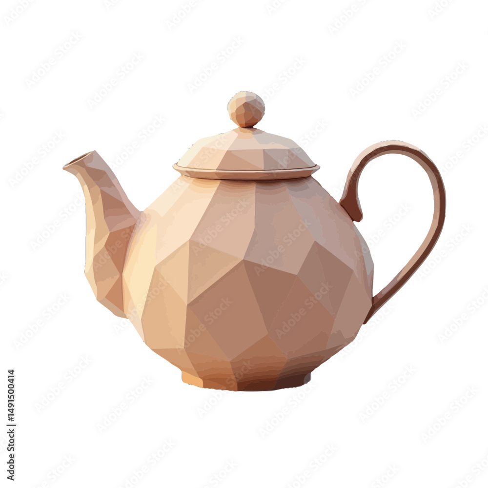 Obraz premium Lowpoly Beige Teapot 3D Render
