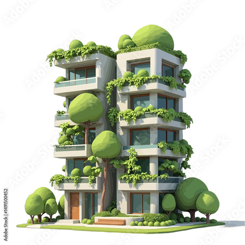 Modern Eco-Friendly Apartment Building with Green Facade
