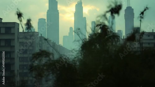 Post apocaliptic landscape of city