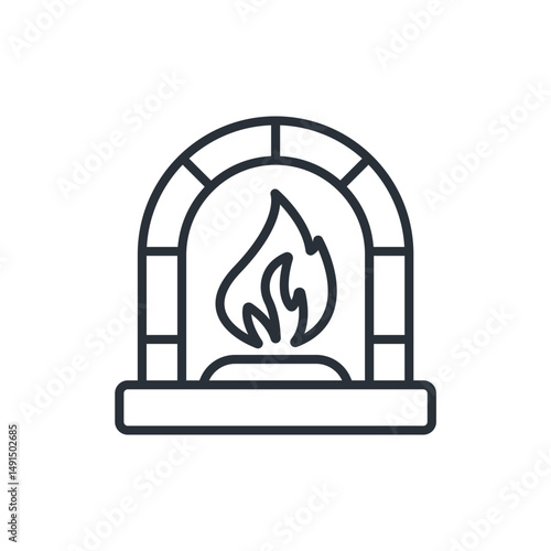 fireplace icons isolated on White Background. Flat style design