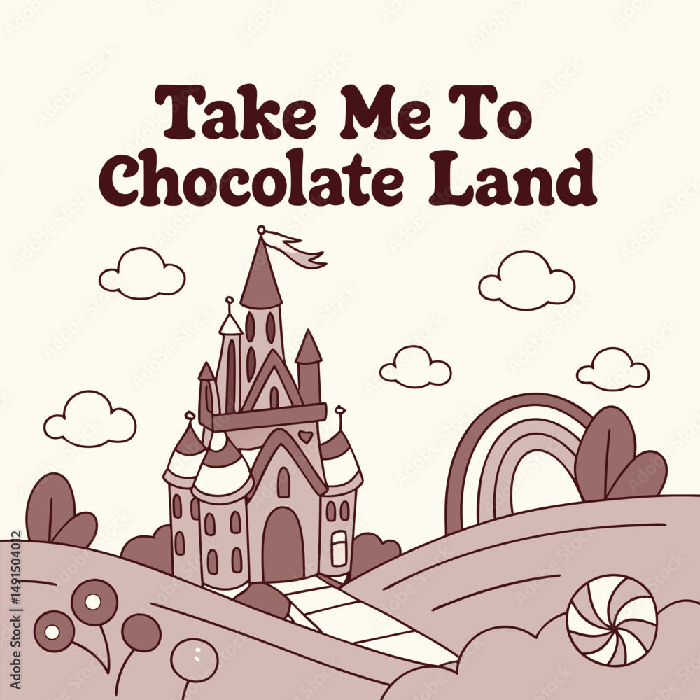 Fototapeta premium vector illustration of an old castle chocolate vector T-shirt design