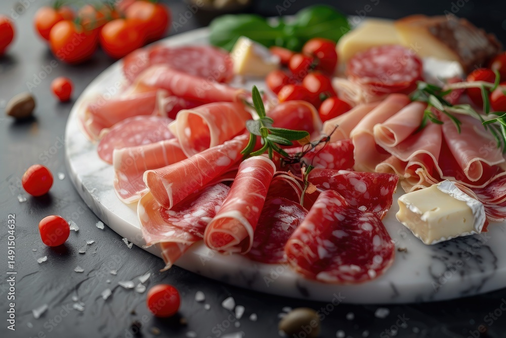 Clear Pixel Image of Affettati Misti Platter with Prosciutto and Cheeses Clear Pixel Image of Affettati Misti Platter with Prosciutto and Cheeses