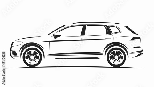 Illustration of a modern suv car with detailed wheels and sleek body design on a white background scene editable vector eps/eps