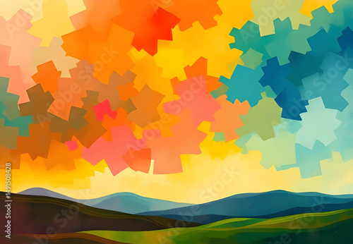 autumn wall art oil painting, fall home decor artwork, living room autumn landscape art, bedroom mountain fall painting, interior decor autumn oil art, large canvas autumn landscape, modern home wall 