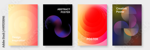 Four different abstract poster designs suitable for print materials, marketing campaigns, social media graphics, and home decor products.