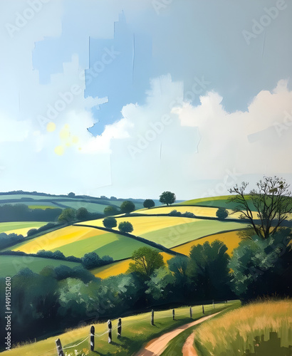 road oil art, village panorama oil painting, road with village houses oil painting, rural architecture oil painting, village square oil art, farming village oil painting, serene village scene painting