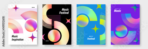 Four vibrant posters showcasing the lineup and details of a music festival. Perfect for promoting events, concerts, and entertainment activities.