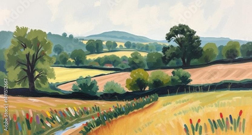 farm road oil painting, oil art of rural village, countryside lane painting, village scenery oil painting, rustic environment oil painting, winding village road art, oil painting village houses, rural